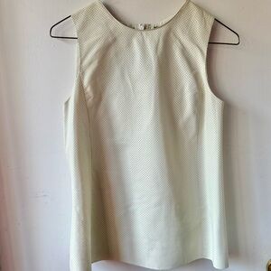 NWT Vince stretch leather Perforated off white sleeveless tank top, 0/2/XS
